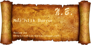 Náhlik Barna névjegykártya